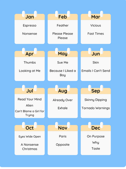 Sabrina Carpenter Piano Calendar 2026