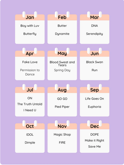 BTS Piano Calendar 2026
